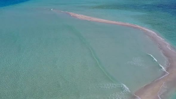 Drone view seascape of bay beach by lagoon and sand background