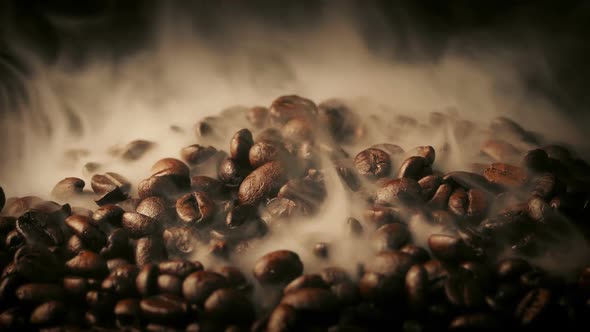 Hot Steaming Roasted Coffee Beans