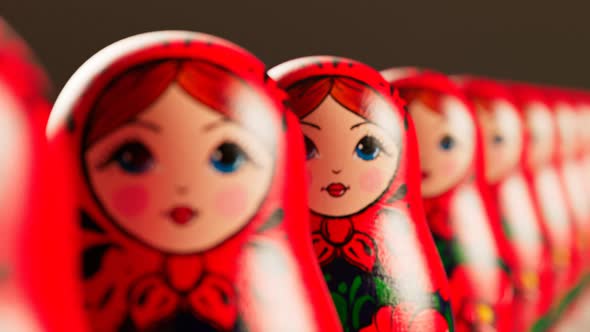Matryoshka dolls in a row. An infinite number of babushkas one after another.