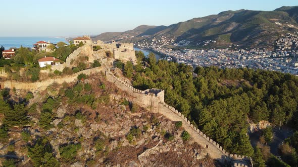 Alanya Castle - Alanya Kalesi Aerial View. Turkey