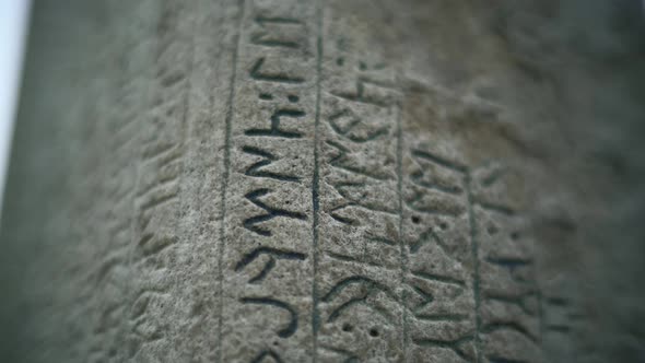 Historical Runic Alphabet Inscription in Tonyukuk Stone Monument Site