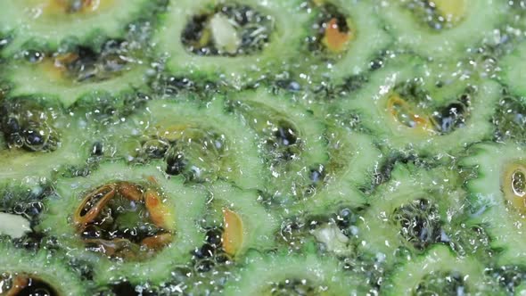 Bitter Gourd Melon Frying in Pan