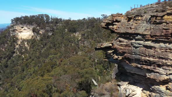 Aerial footage of Hassans Wall rock formation in regional New South Wales in Australia