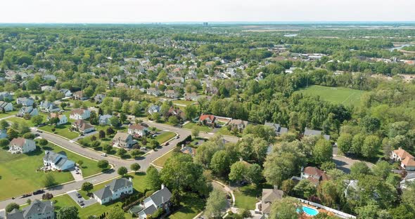 American Beautiful Landscape Suburb Homes Sleeping Area Roof Houses Small Green Town