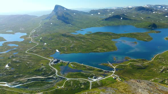 Panorama of Jotunheimen National Park in Norway, Synshorn Mountain