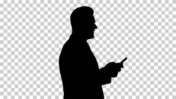 Silhouette  businessman using , Alpha Channel