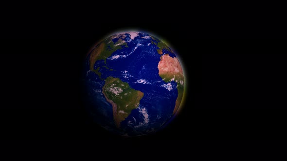 Realistic 3d rotated moving planet earth