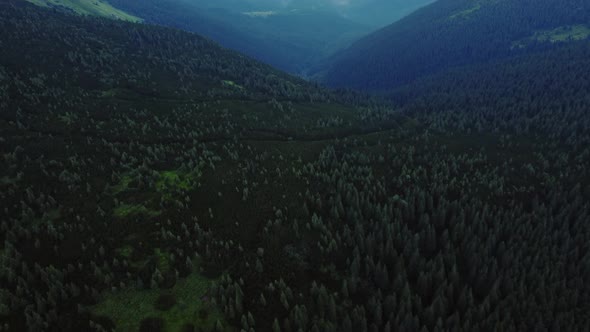 Aerial View of Carpathian Mountains rage.