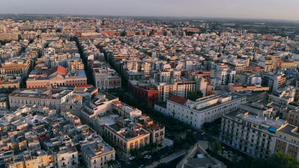 Panoramic View of Old Town in Bari, Drone Shot, Puglia, Italy