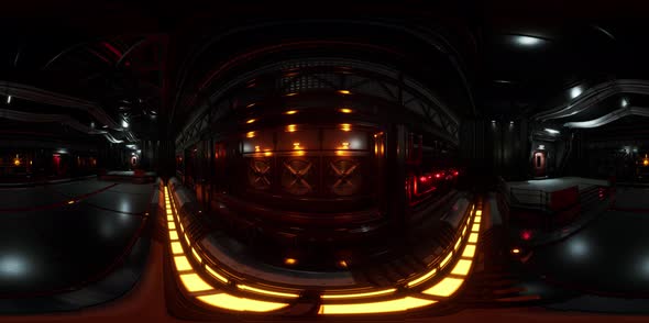 VR360 Futuristic Dark Data Center with Metal and Lights alt