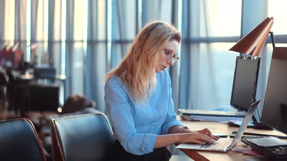 Businesswoman Booker Overworked  On Project Deadline. Accountant Overtime Work. Lawyer Businesswoman