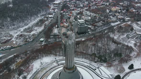 Aerial View of Monument Motherland, Kiev, Ukraine