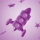 3d Cartoon Toy Rocket Between Stars Purple Kids Background - VideoHive Item for Sale
