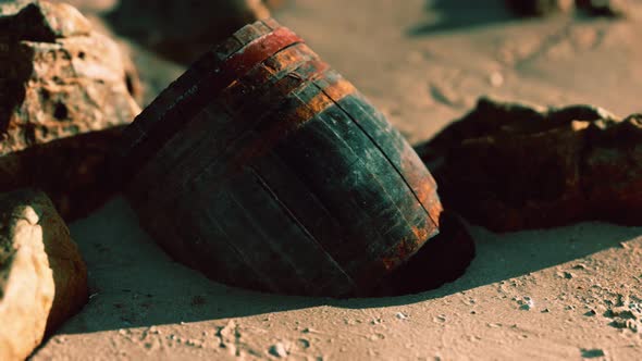 Old Wooden Barrel at Sand Beach