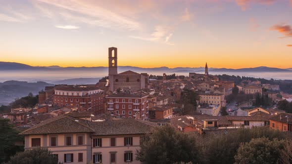 Perugia, Italy Historic Cityscape at Dawn