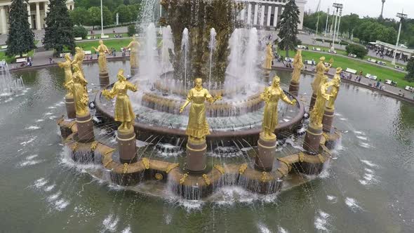 Famous fountain Friendship of Nations, aerial view