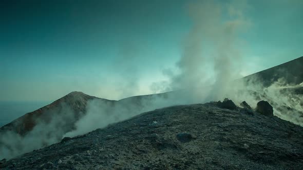 volcano sicily vulcano sulphure fumes active italy mountain island