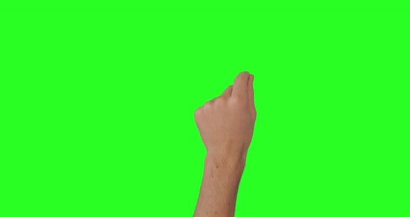 14 Gestures Pack at keyed green screen chroma key background. Click, zoom, swipe, slide, scroll.