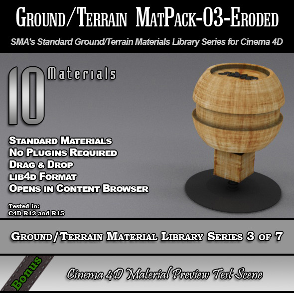 Standard Ground/Terrain MatPack-03-Eroded for C4D