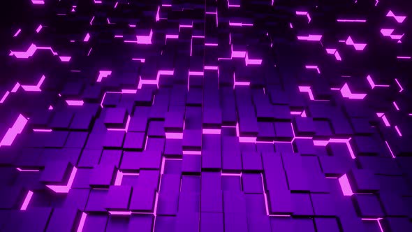 Purple Neon Cubic Waves Vj Loop 4K