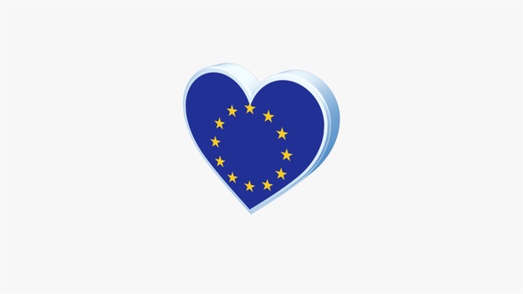 European Union Flag Heart Shape