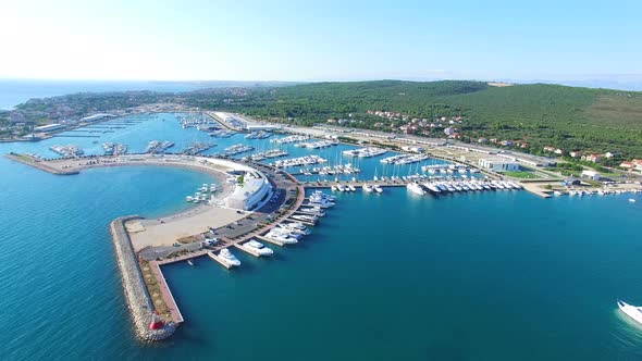 Aerial view of beautiful modern marine of Sukosan, Croatia