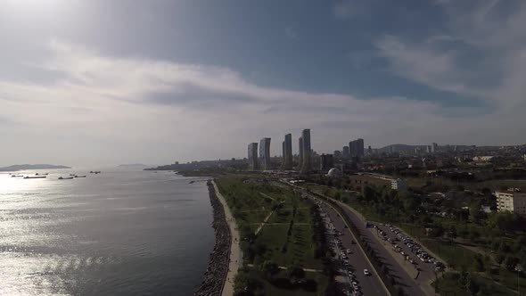 Aerial Sea and Skyscrapers