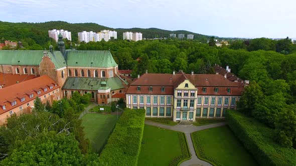 Aerial view of the Oliwa park in Sopot, Poland