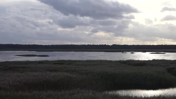 Sunset over the lake from birdwatching tower