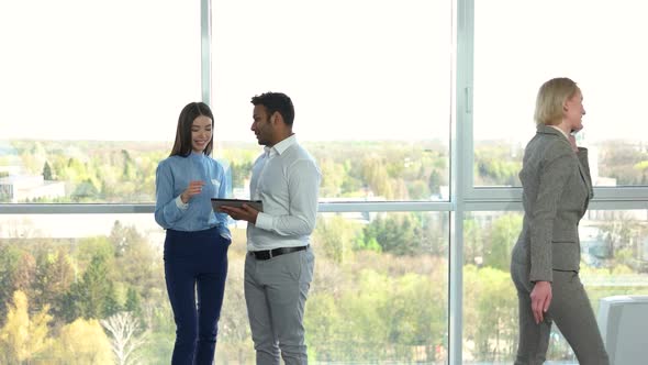 Happy Smiling Boss and Employee Talking About Work