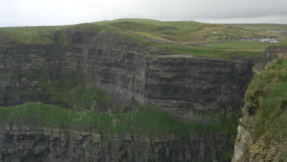 Panoramic view of Cliffs of Moher and Atlantic Ocean