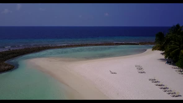 Aerial above tourism of tropical coastline beach adventure by blue lagoon and white sand background 