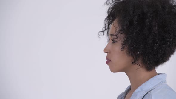 Closeup Profile View of Young Beautiful African Woman