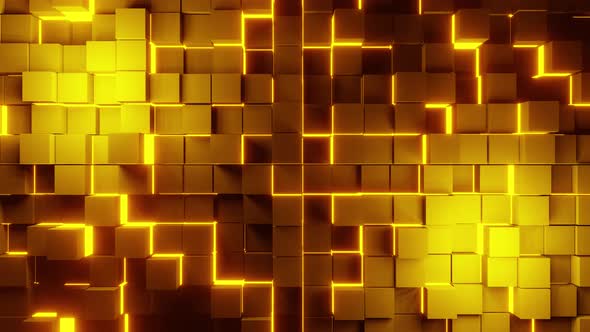 Gold Yellow Metal Vj Loop Bricks Background 4K