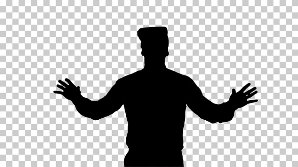 Silhouette Businessman with VR glasses, Alpha Channel