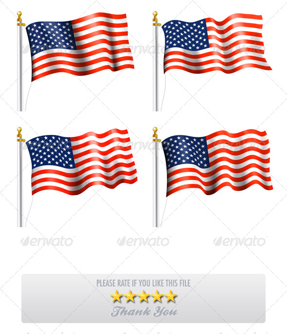 American Flag Waving on Flag Pole