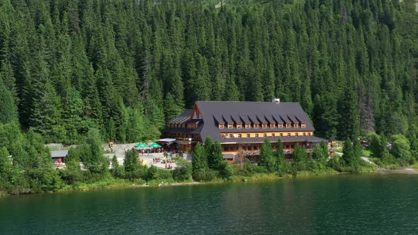 Aerial view of Popradske pleso in Tatras, Slovakia