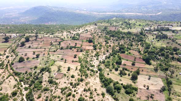 Drone view of West Pokot, North Rift  -Kenya -:green raining season on the north dry parts of  Kenya