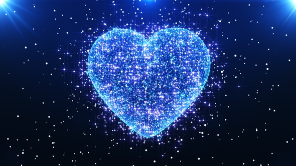 Heart Shape Particles Background Blue Seamless Loop