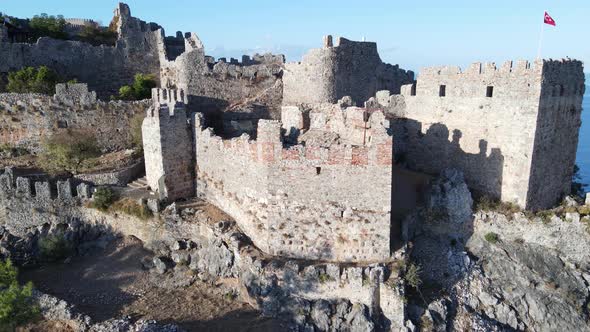 Alanya Castle - Alanya Kalesi Aerial View. Turkey