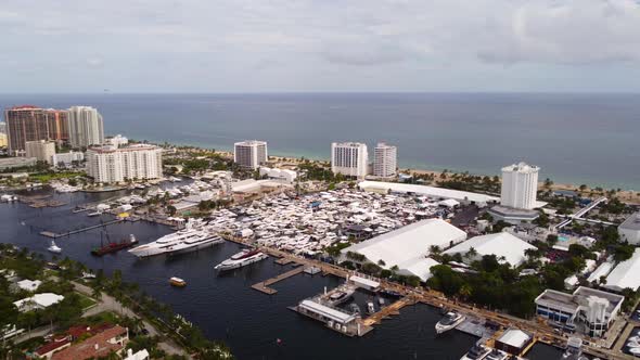 Aerial Panning Video Fort Lauderdale International Boat Show 