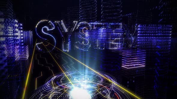 Animated Word System Appears In Digital Cyberspace Data World In 3D Graphics alt