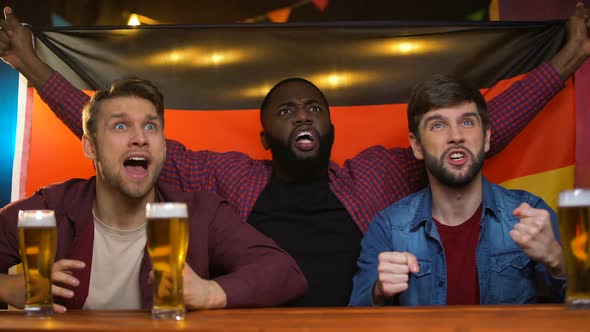 Multiracial German Friends Displeased With Football Team Losing Match, Anxiety