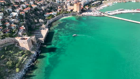 Alanya Castle Alanya Kalesi Aerial View 4K