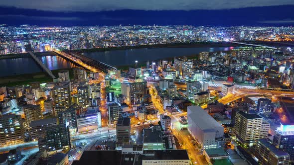 4K Timelapse of Osaka city at night, Japan