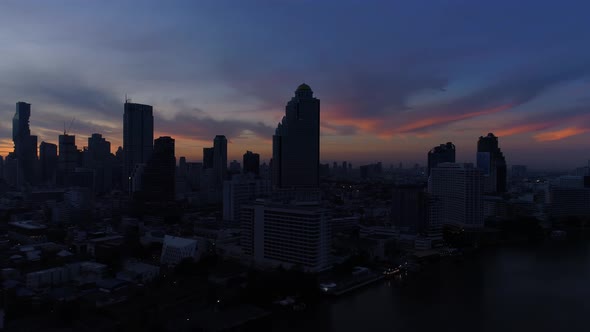 4k Aerial city view of Bangkok dowtnown, Flying over Bangkok, Thailand.