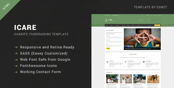 ICARE - Nonprofit, Fundraising HTML Template