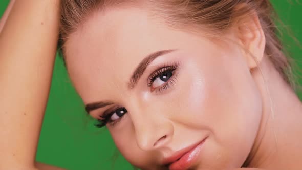 Close-up of Female with Light Make-up and Beautiful Smile