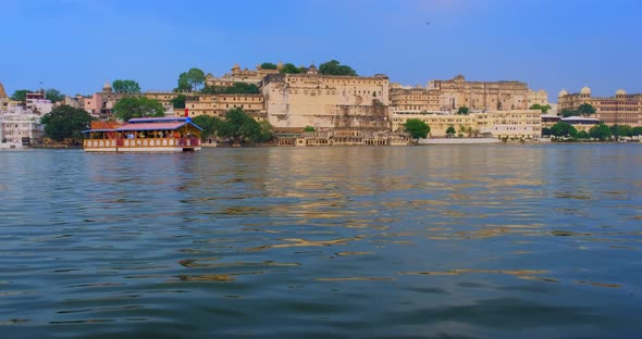 Ghat and Udaipur City Palace on Lake Pichola - Rajput Architecture of Mewar Dynasty Rulers