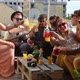 Group of happy multi-ethnic friends toasting with cocktails at rooftop party - VideoHive Item for Sale